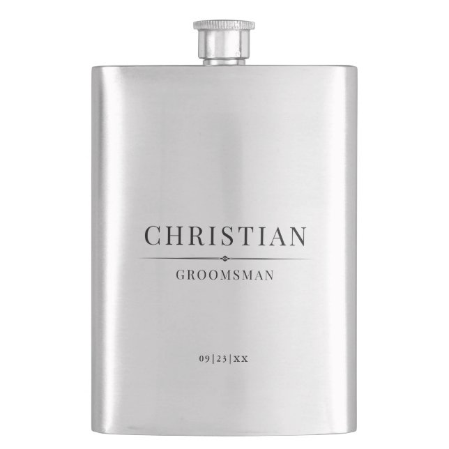 Stylish Modern Groomsmen Gifts Simple Elegant  Hip Flask (Front)
