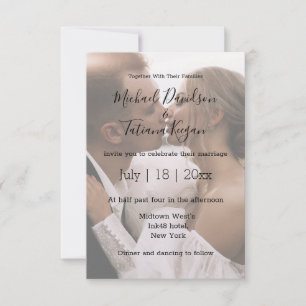 stylish modern handwriting wedding faded photo card