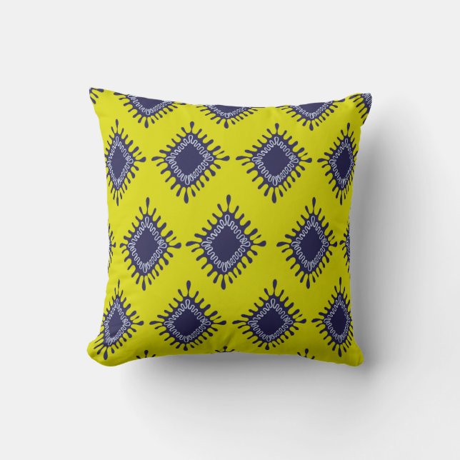 Stylish modern ikat tribal seamless pattern throw pillow (Front)