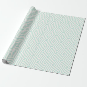 Stylish Modern Ivory Mint Greek Key Chic Wedding Wrapping Paper