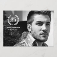 Stylish Modern Laurel Wreath Photo Graduate Invite