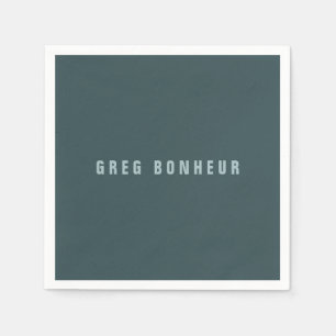 Stylish Modern Looking Name Blue Grey Napkin