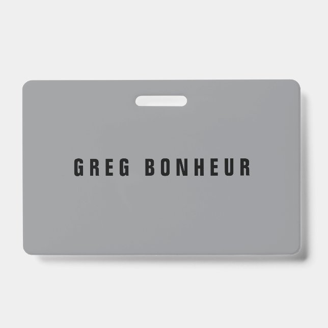 Stylish Modern Looking Name | Grey & Black Badge (Front)