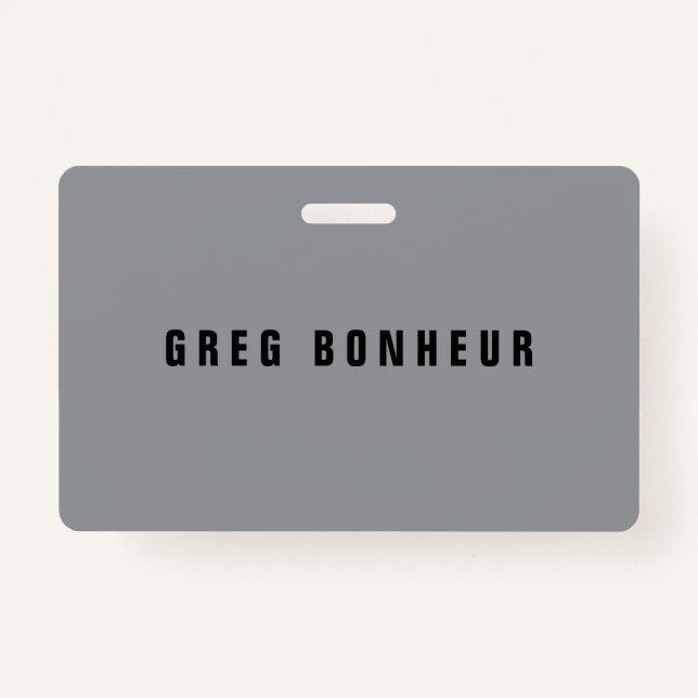 Stylish Modern Looking Name | Grey & Black Badge (Front)