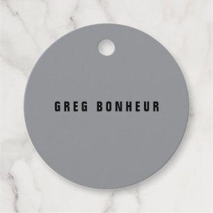 Stylish Modern Looking Name   Grey & Black Favour Tags