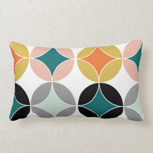Stylish Modern Mid Century Circles Repeat Pattern Lumbar Pillow