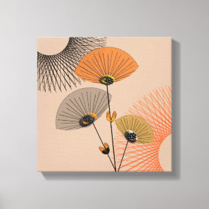 Stylish Modern Mid Century Floral Illustration Canvas Print