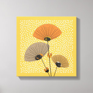 Stylish Modern Mid Century Floral Illustration Canvas Print