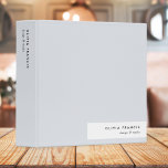 Stylish Modern Minimal Blue Grey Colorblock Binder<br><div class="desc">A stylish minimalist personalized binder design with modern typography which can easily be personalised with your own name. The design features a stylish horizontal banner on a blue grey background.</div>