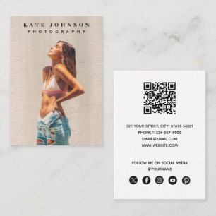 Stylish Modern Minimal Photo QR Code Social Media Business Card