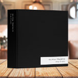 Stylish Modern Minimal Simple Black and White Binder<br><div class="desc">A stylish minimalist personalized binder design with modern typography which can easily be personalised with your own name. The design features a stylish horizontal banner on a bold black background.</div>