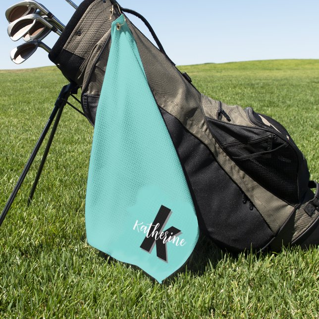 Stylish Modern Minimalist Monogram Golf Towel (Simple Minimalist Monogram Initials Golf Towel)