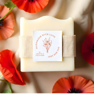 Stylish Modern Minimalist Poppy Bouquet Rubber Stamp