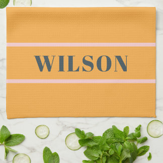 Stylish Modern Minimalist Retro Orange & Pink Kitchen Towel
