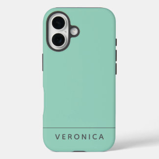 Stylish Modern Mint Green Personalized Name  iPhone 16 Case