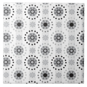 Stylish modern monochrome floral pattern tile