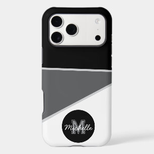 Stylish Modern Monochrome Geometric Custom Name