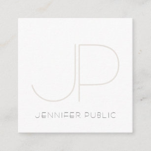 Stylish Modern Monogram Design Professional Plain Square Business Card
