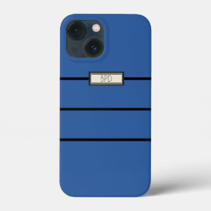 Stylish Modern Monogram Monogrammed Cool Blue iPhone 13 Mini Case