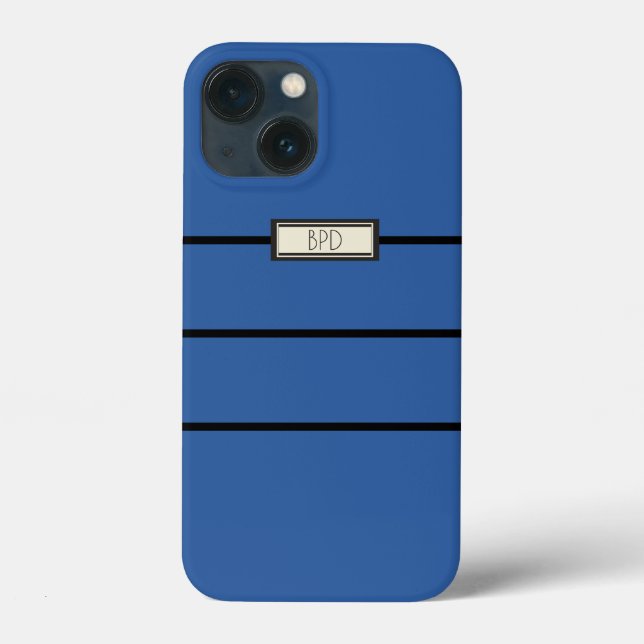 Stylish Modern Monogram Monogrammed Cool Blue Case-Mate iPhone Case (Back)