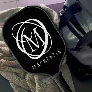 Stylish Modern Monogram Name Custom Colour Pickleball Paddle