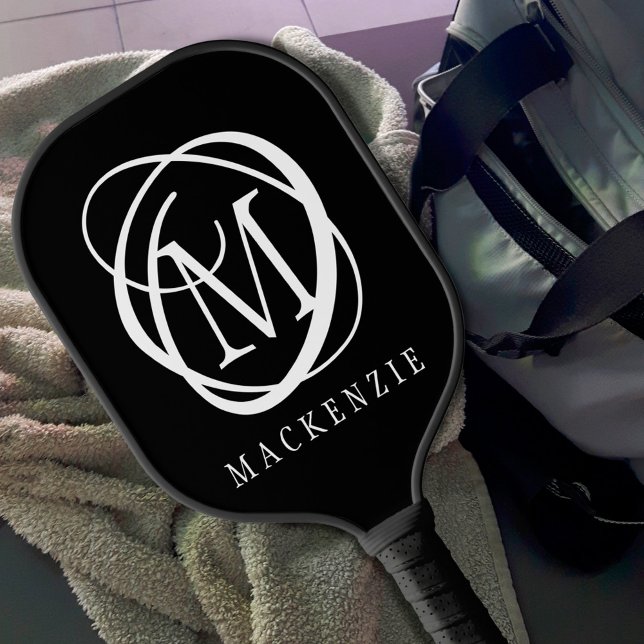 Stylish Modern Monogram Name Custom Colour Pickleball Paddle (Creator Uploaded)
