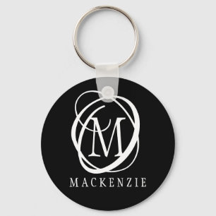 Stylish Modern Monogram Name Keychain