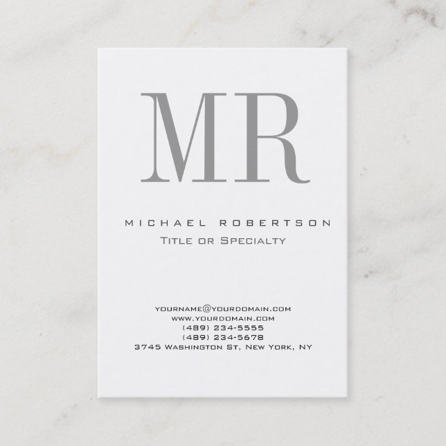 Stylish Modern Monogram Unique Business Card (Front)