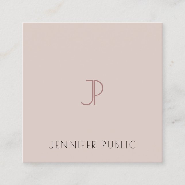 Stylish Modern Monogrammed Template Personalized Square Business Card (Front)