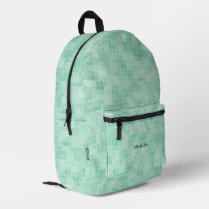 Stylish Modern Mosaic Tiles Pastel Green  Printed Backpack