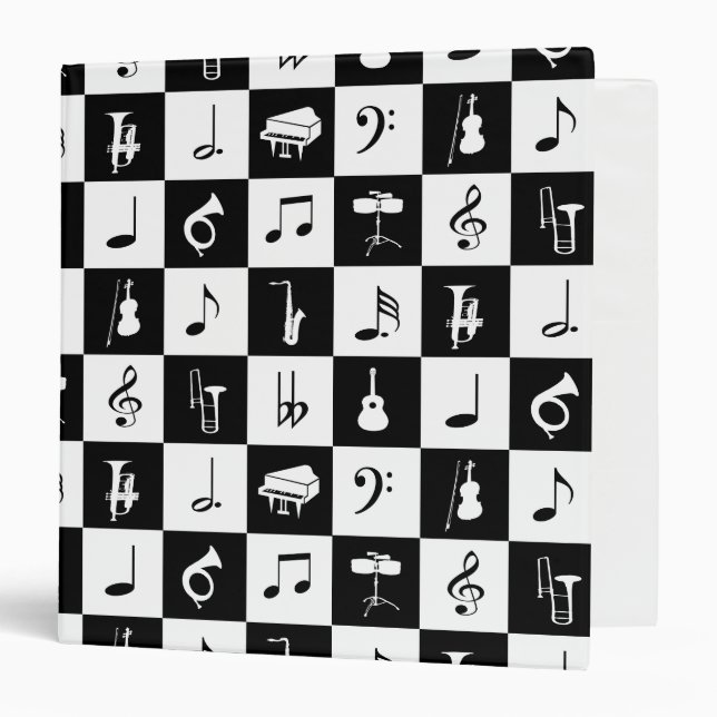 Stylish Modern Music Notes and Instruments Binder (Front/Inside)