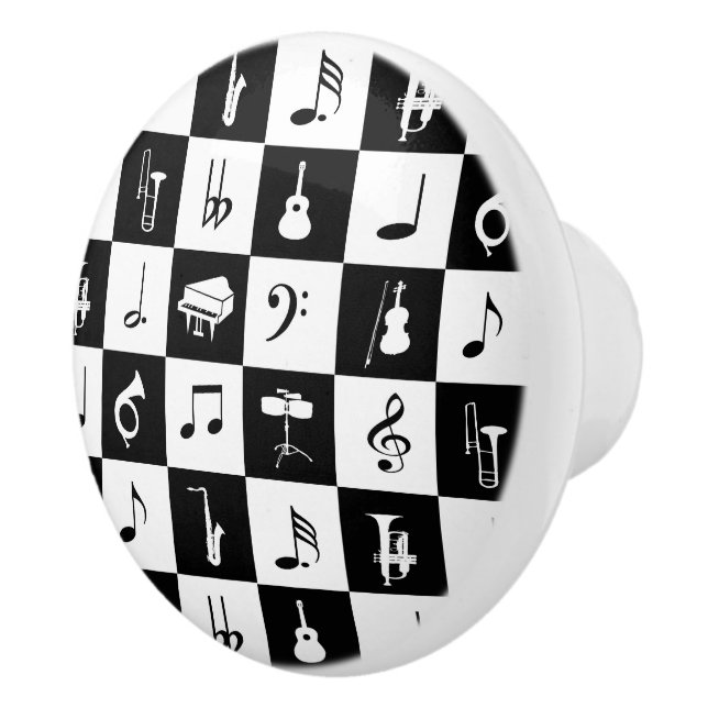 Stylish Modern Music Notes and Instruments Ceramic Knob (Right)