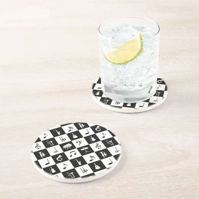Stylish Modern Music Notes and Instruments Coaster (Side)