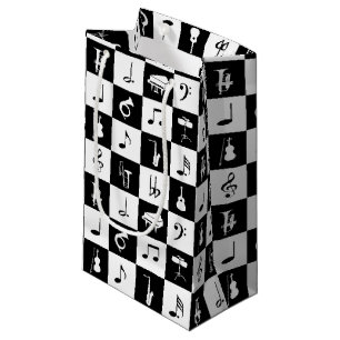 Stylish Modern Music Notes and Instruments Small Gift Bag