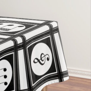 Stylish modern musical notes pattern tablecloth