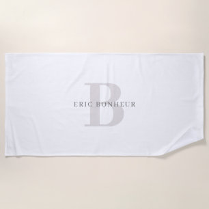 Stylish Modern Name & Monogram Beach Towel