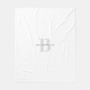 Stylish Modern Name & Monogram Fleece Blanket