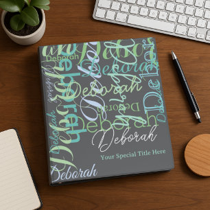 Stylish Modern Name Typography Grey Binder