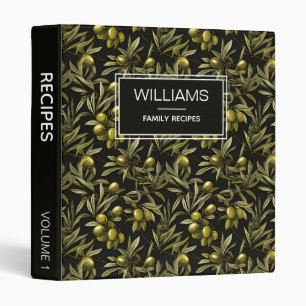 Stylish Modern Olive Pattern Personalized Recipe Binder