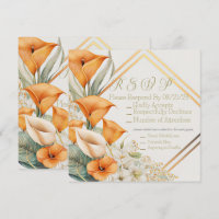 Stylish Modern Orange and Ivory Calla Lily RSVP