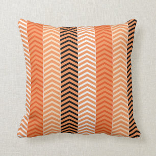 Stylish Modern Orange Variegated Chevron Stripes Throw Pillow