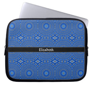 Stylish Modern Personalized Pattern Blue Black Laptop Sleeve