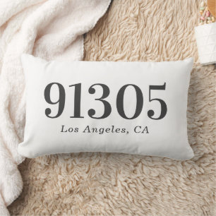 Stylish Modern Personalized Zip Code Lumbar Pillow