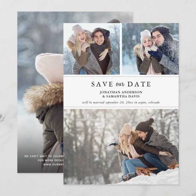 Stylish Modern Photo Collage Save our Date Save The Date (Front/Back)