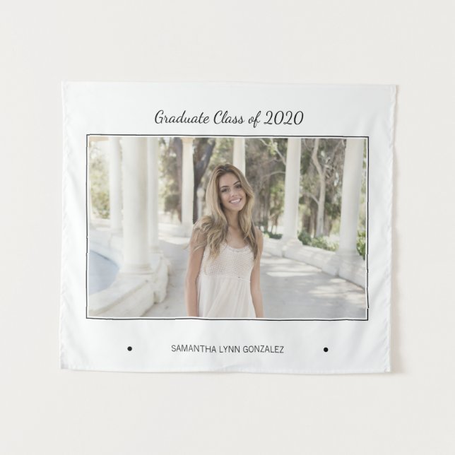 Stylish Modern Photo Graduation Tapestry (Front (Horizontal))