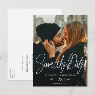 Stylish Modern Photo Save the Date Wedding Announcement Postcard