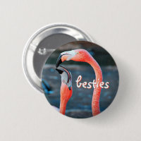 Stylish Modern Pink Flamingos Photo Besties Script