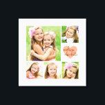 Stylish Modern Pink Heart Personalized Photo Canvas Print<br><div class="desc">Elegant, modern photo template featuring your favourite photos. It contains 5 square photo slots. Ideal for sisters, daughters and best friends. Perfect gift ideas for mother's day and birthdays! Personalize it with girls names or monograms. White frame and light pink heart. ***PLEASE NOTE that if you change the font or...</div>