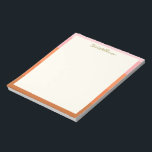 Stylish Modern Pink Orange Border Personalized Notepad<br><div class="desc">Stylish Modern Pink and Orange Border Personalized Notepad</div>