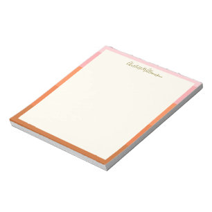Stylish Modern Pink Orange Border Personalized   Notepad